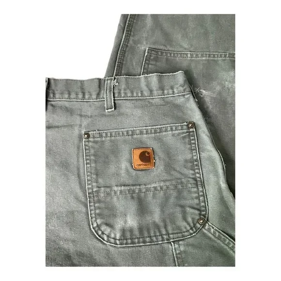 Carhartt Canvas Carpenter Distressed Cargo Pants Size W34/L32 - Picture 7 of 15